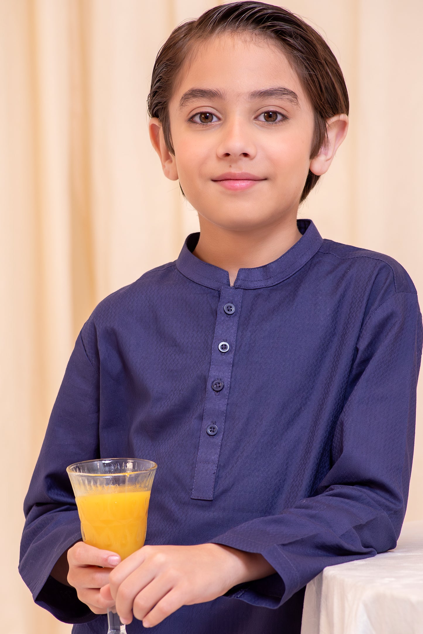 Boys Navy Cotton Kurta