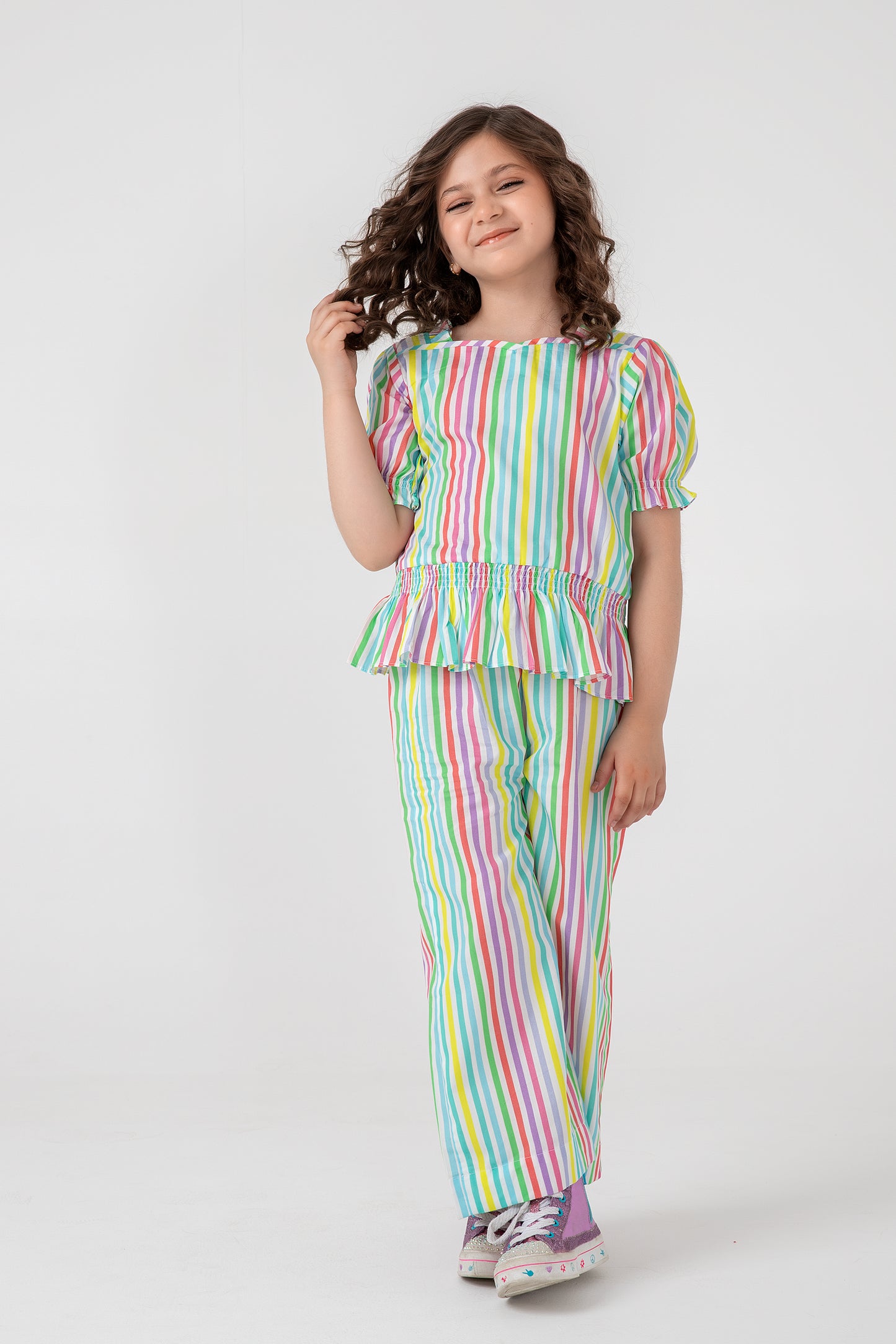 Rainbow Striped Cotton Co-Ord Set