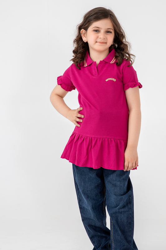 Girls Fuchsia Polo Frock