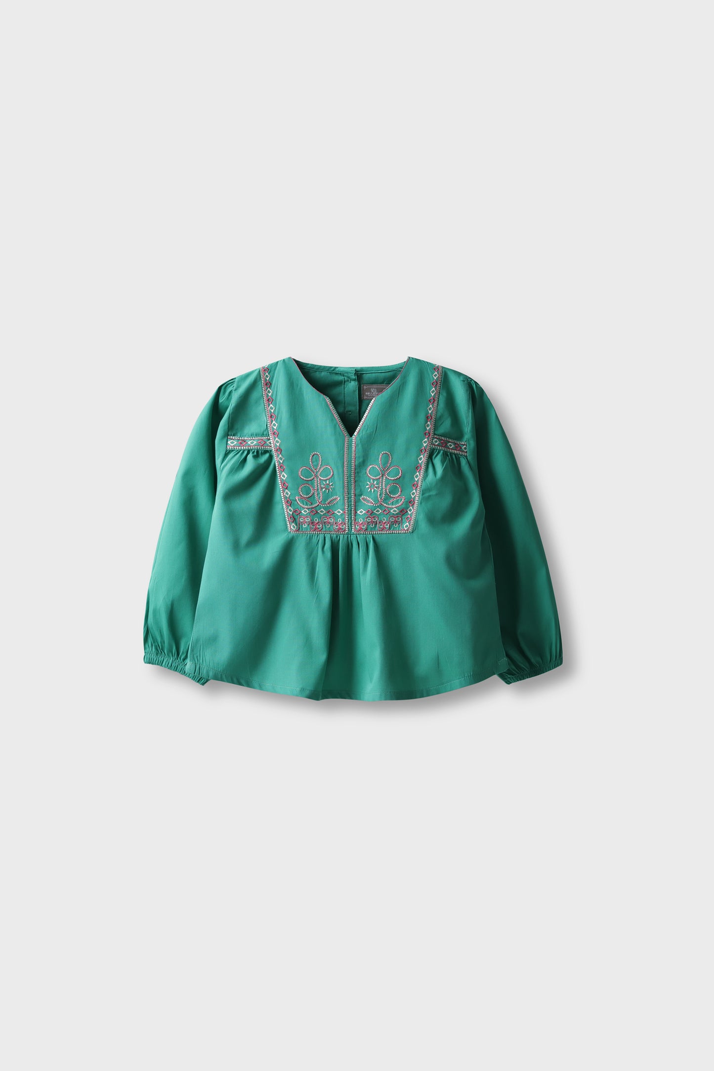 Emerald Emboidered Raglan Top