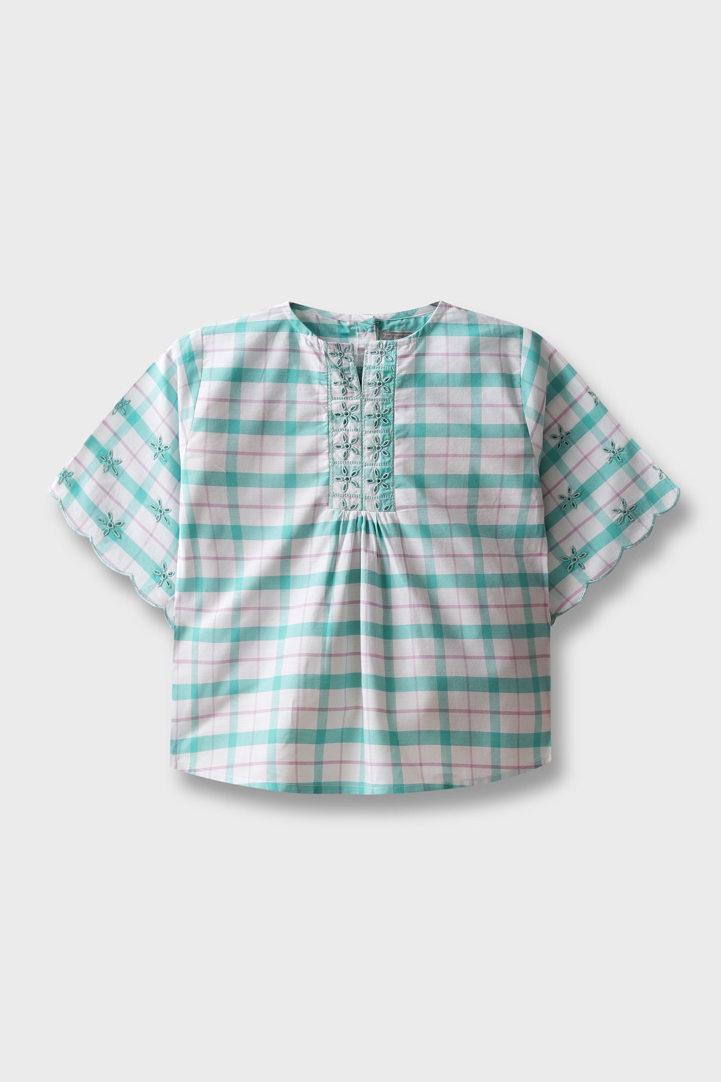 White Plaid Top