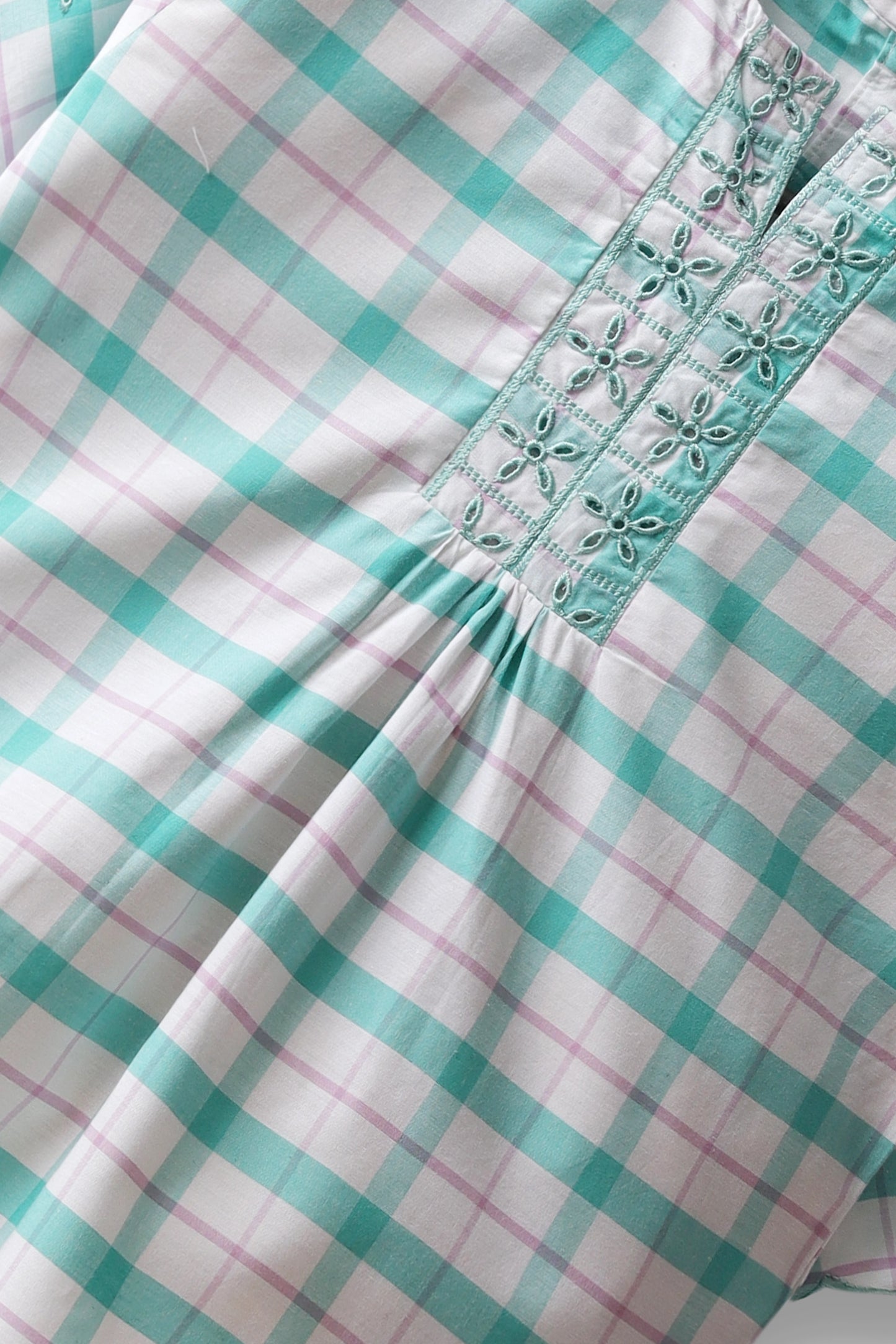 White Plaid Top