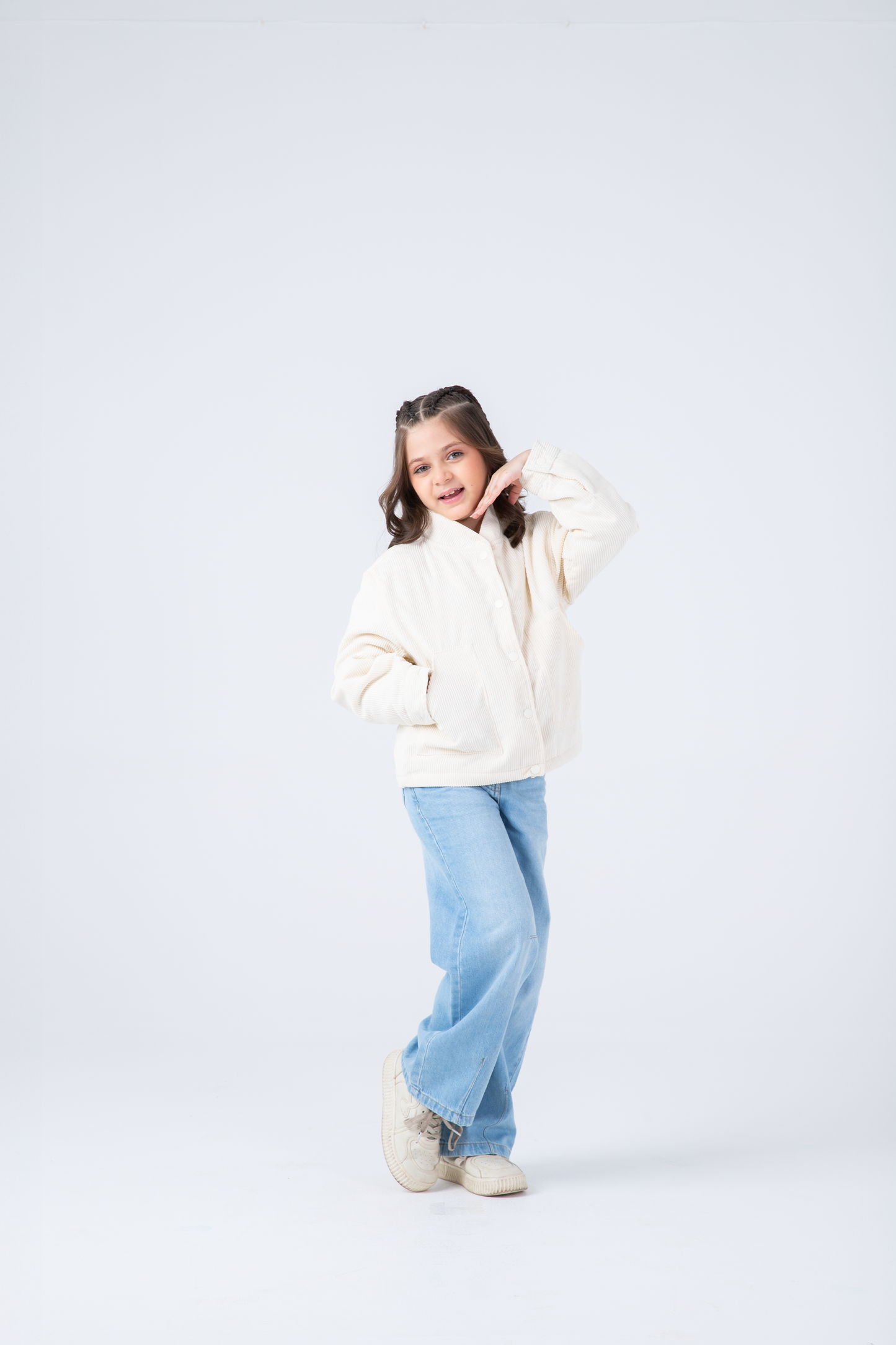 Girls Off-white Corduroy Jacket