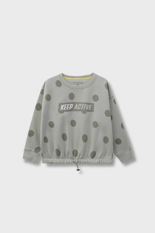 Girls Polka Fleece Cropped Sweatshirt