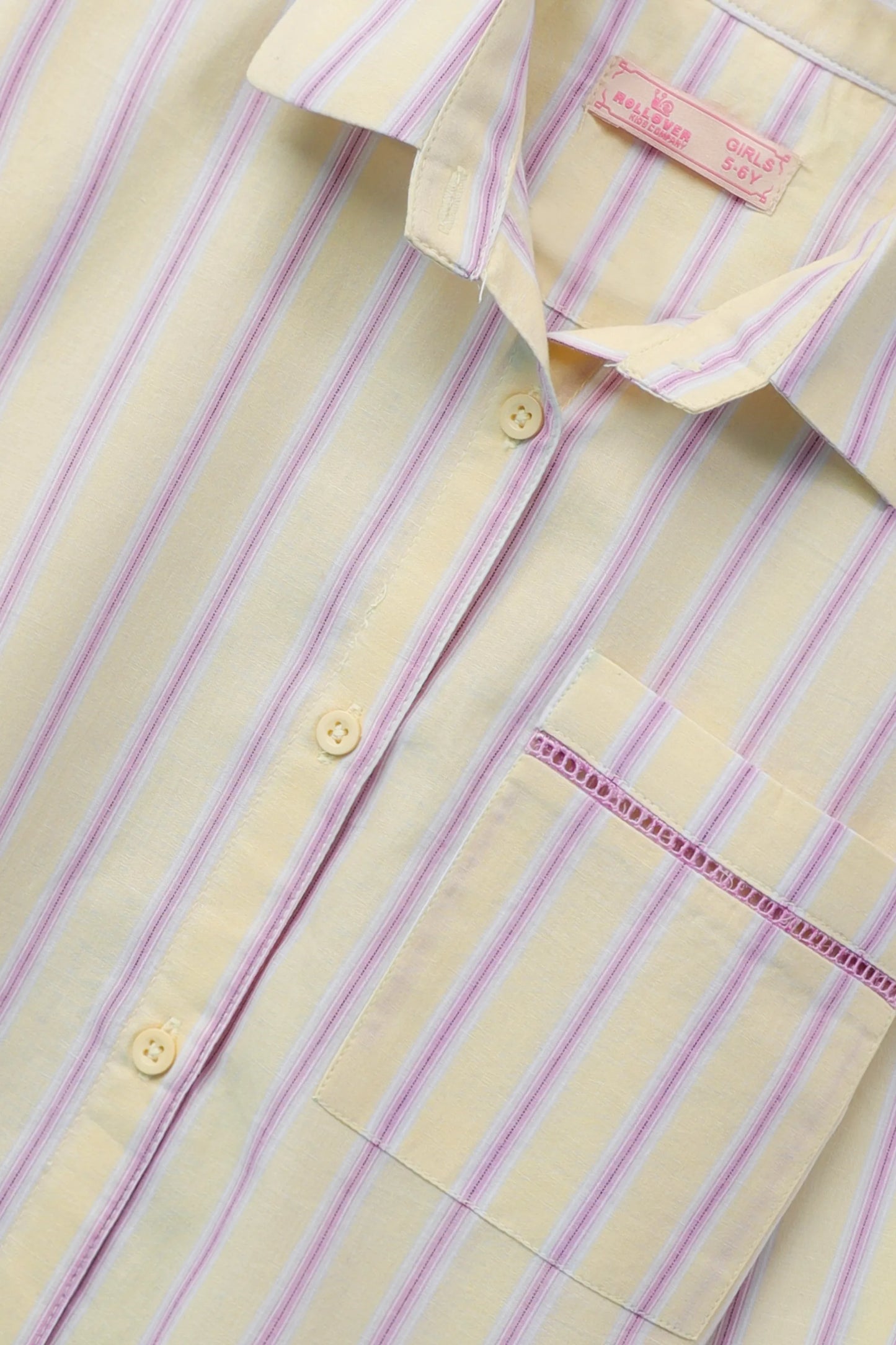 Yellow Cotton Striped Crop Top