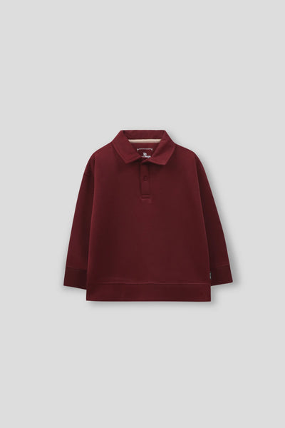 Boys Crimson Fleece Collared Sweatshirt
