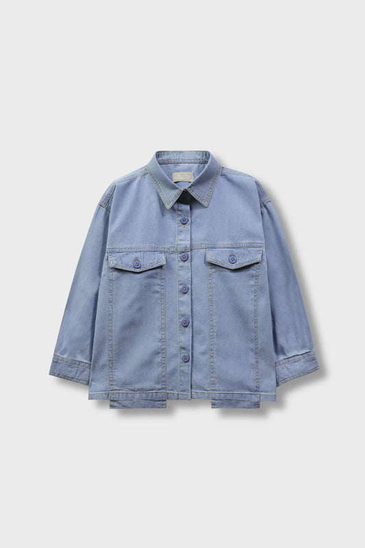 Sky Solid Denim Top