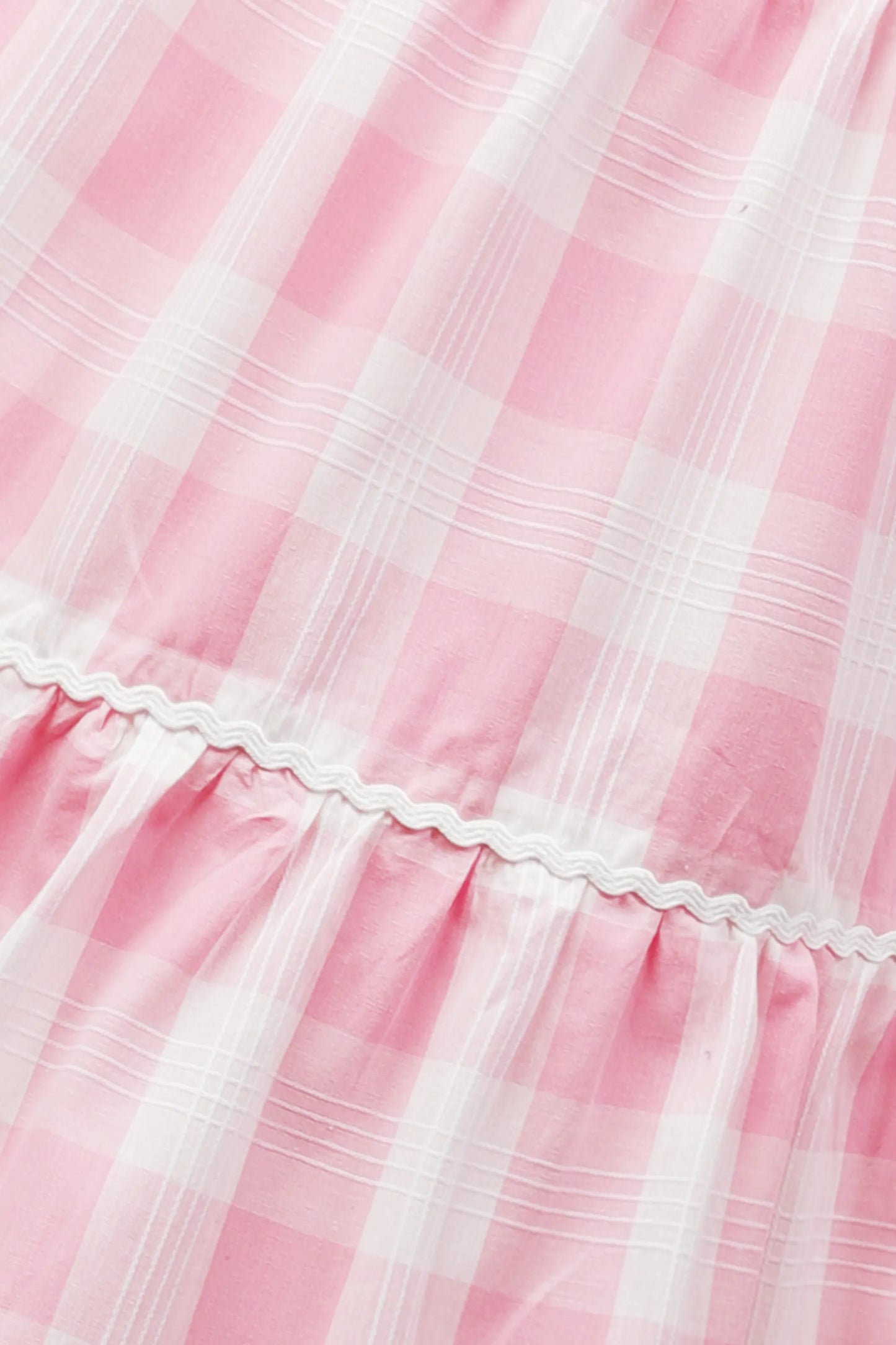 Pink Cotton Checkered Dress