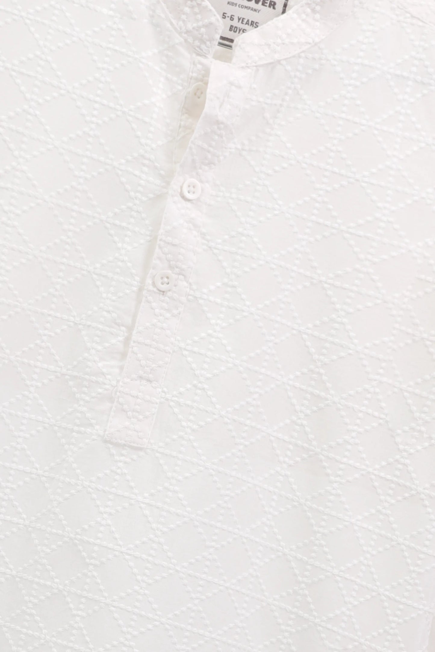 Boys Traditional White Cotton Jacquard Kurta