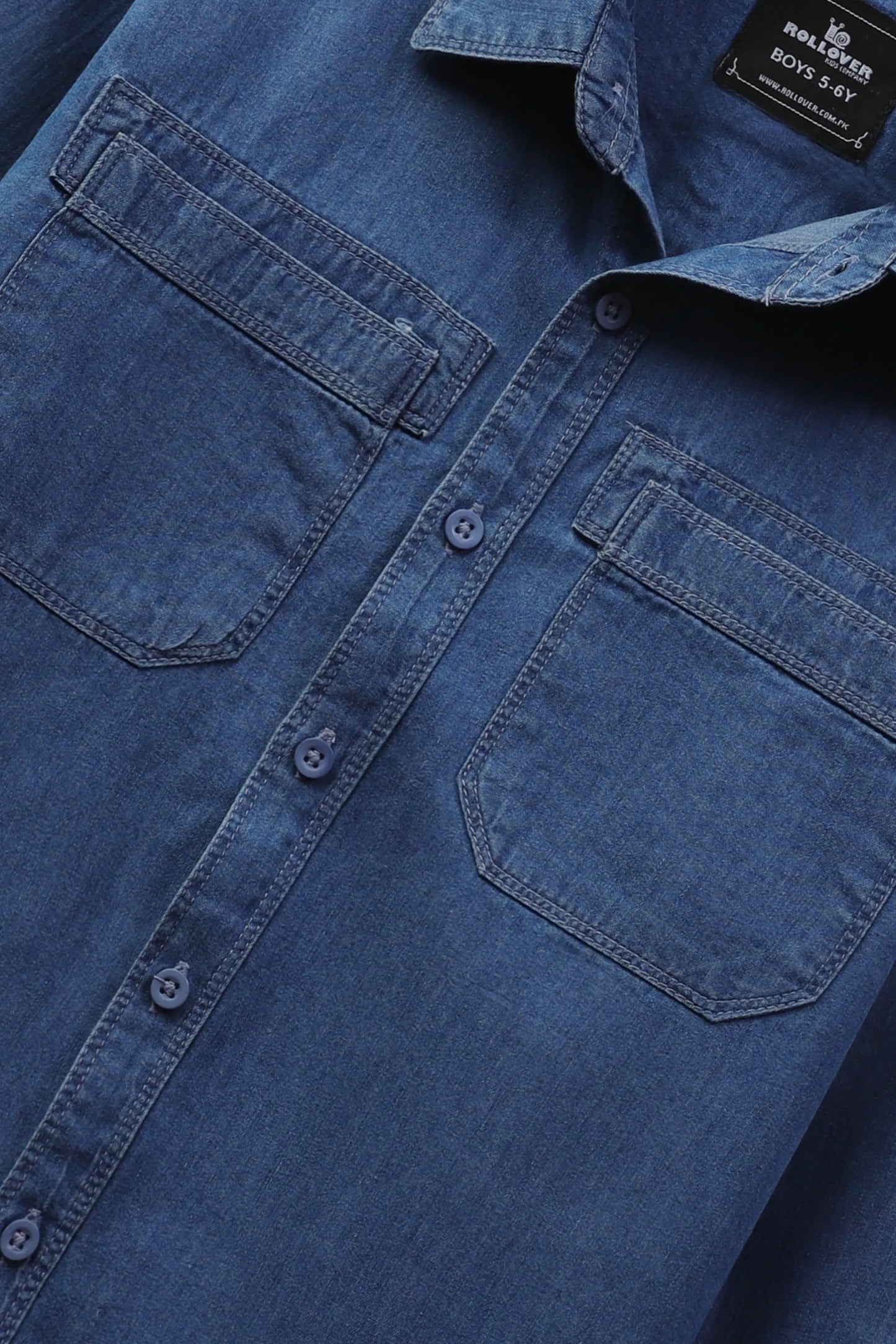 Boys Blue Button-Down Denim Shirt