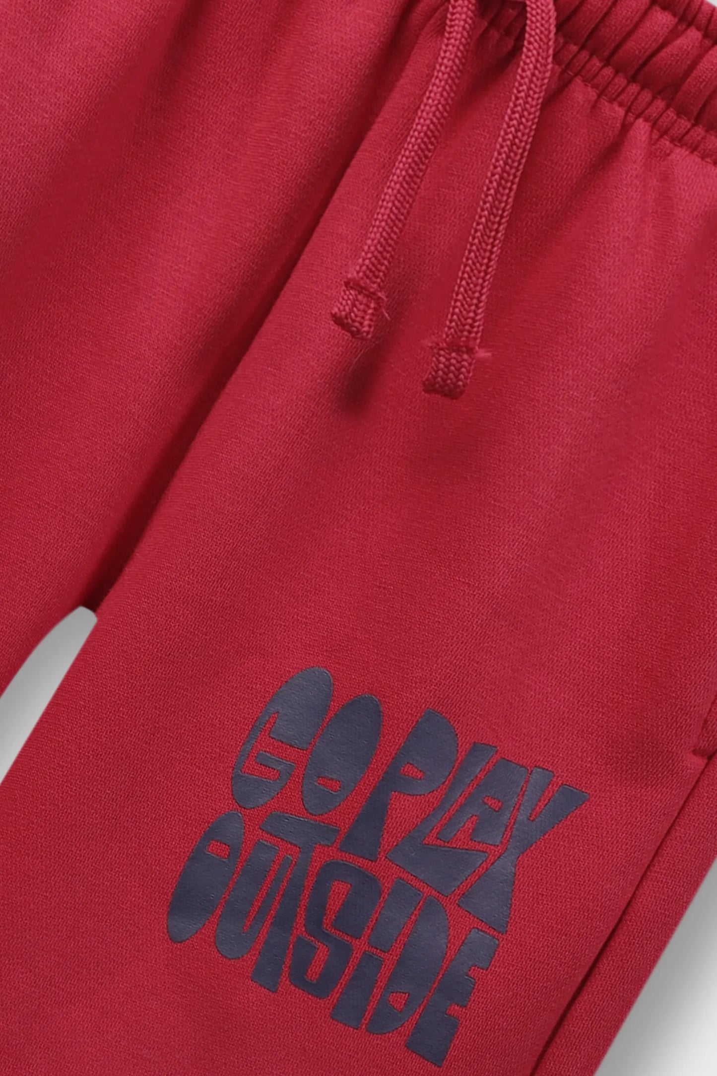 Girls Red Wide-Leg Fleece Trouser