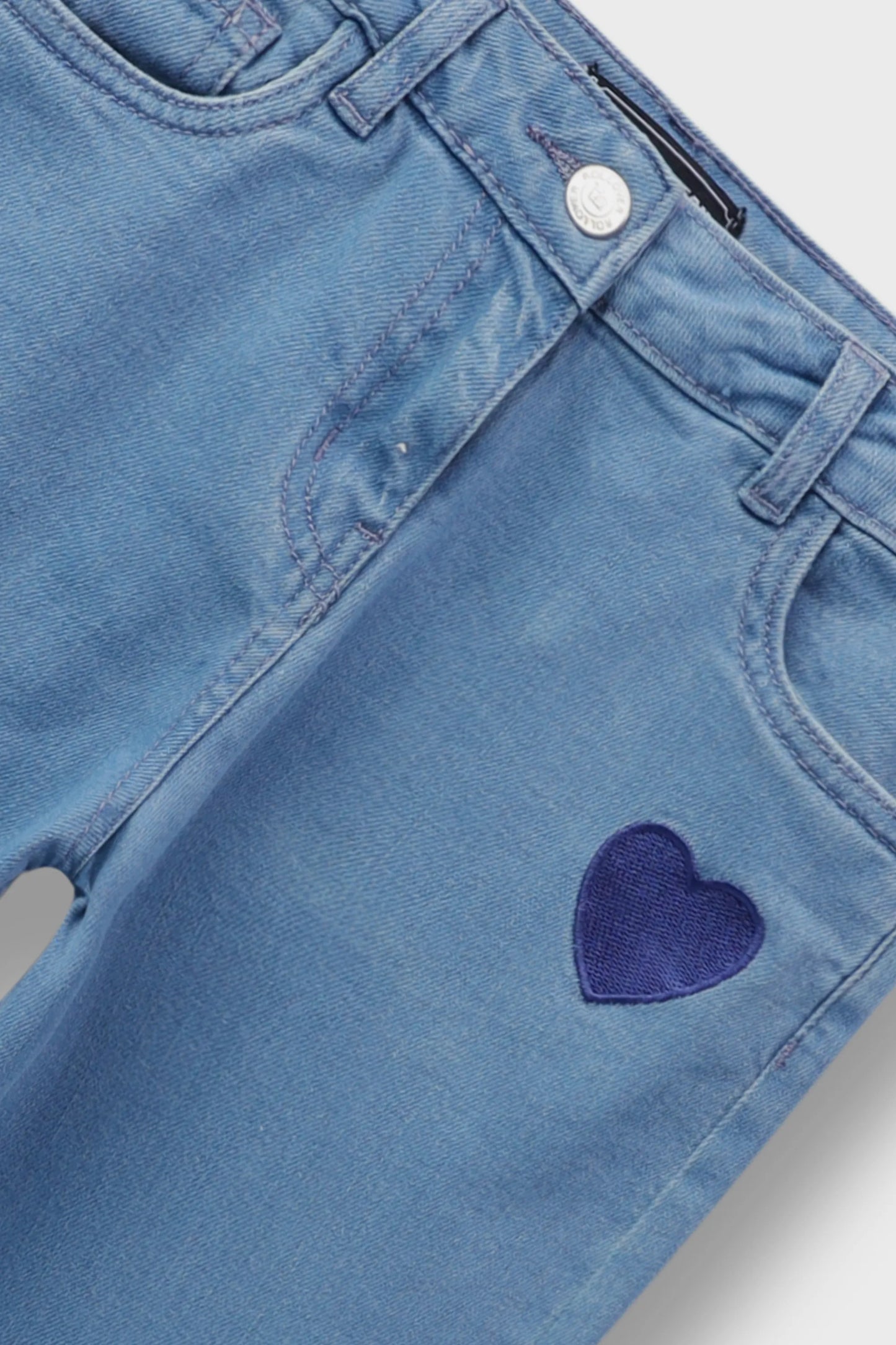 Girls Emboidered Wide Leg Jeans