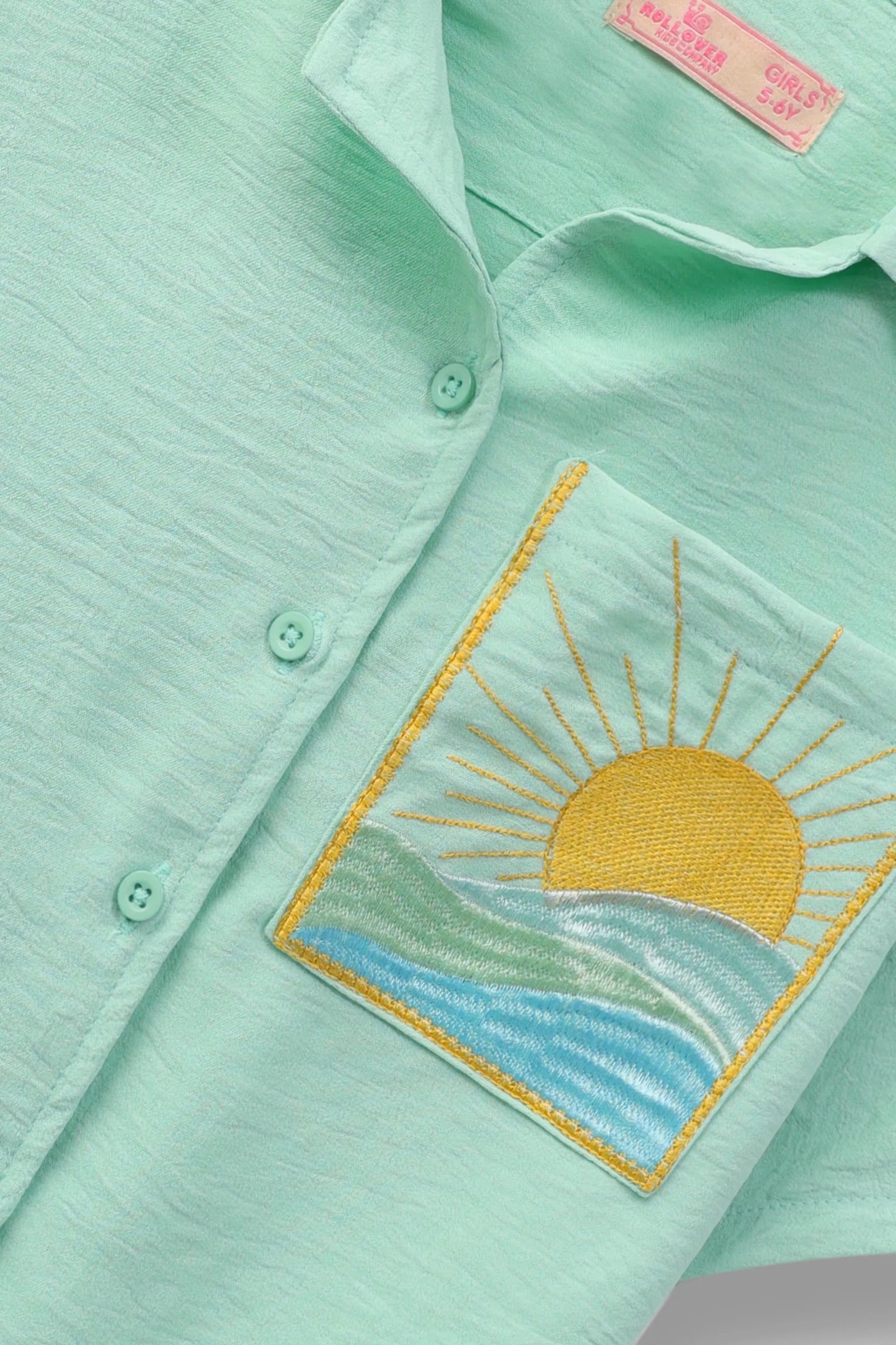 Cool Mint Mouzal Embroidered Top