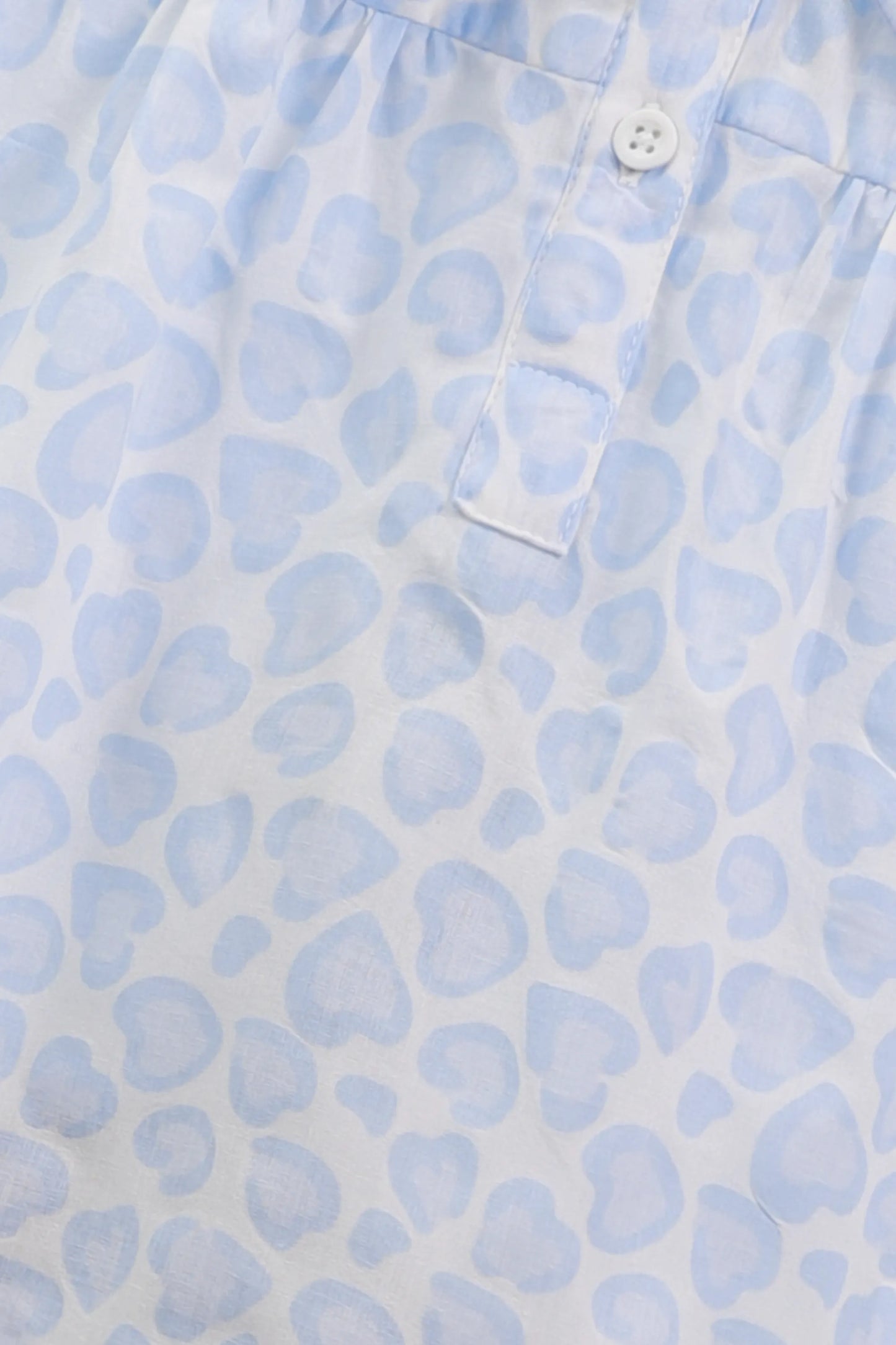 Sky Blue Heart-Print Cotton Dress
