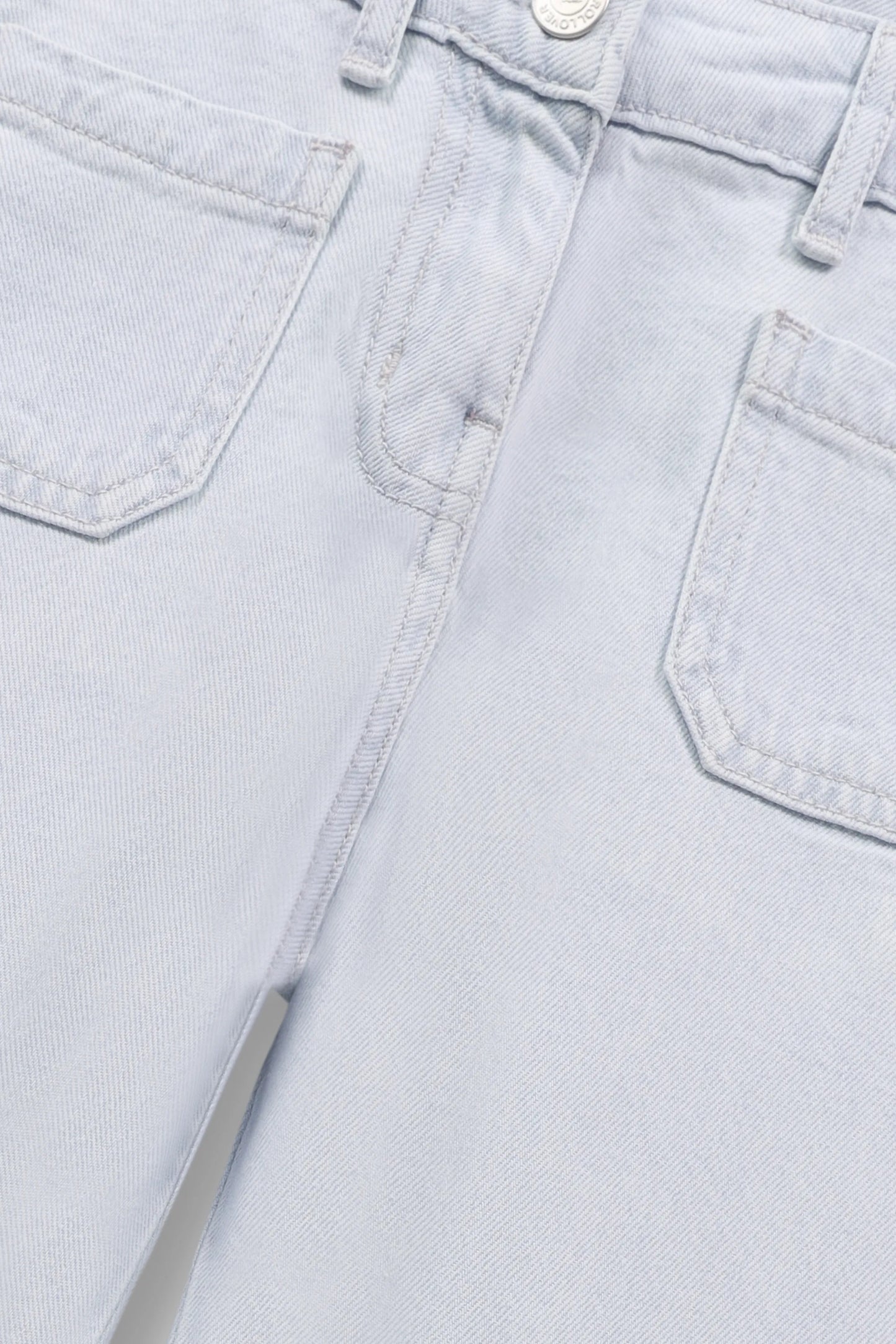 Girls Light Blue Frayed Wide-Leg Jeans