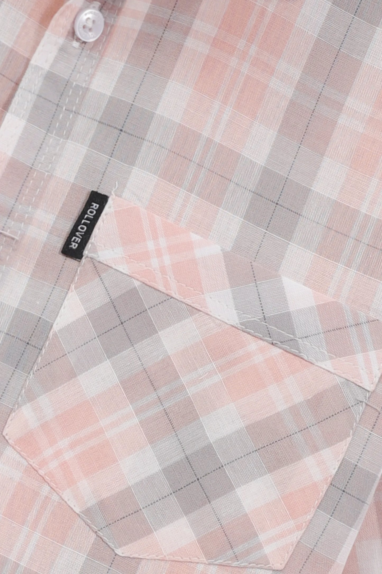 Boys Coral Cotton Plaid Shirt