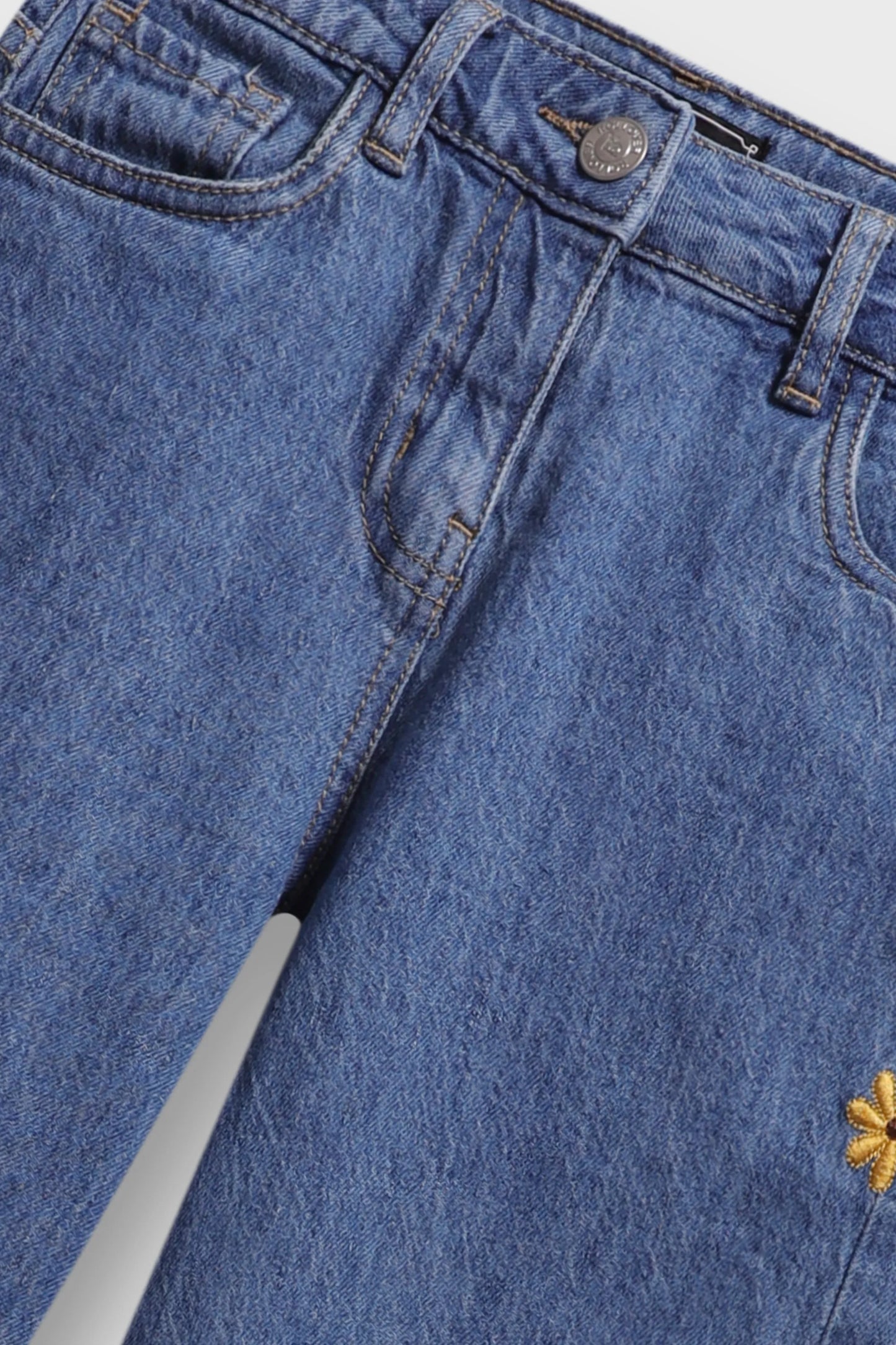Girls Embroidered Daisy Denim Jeans