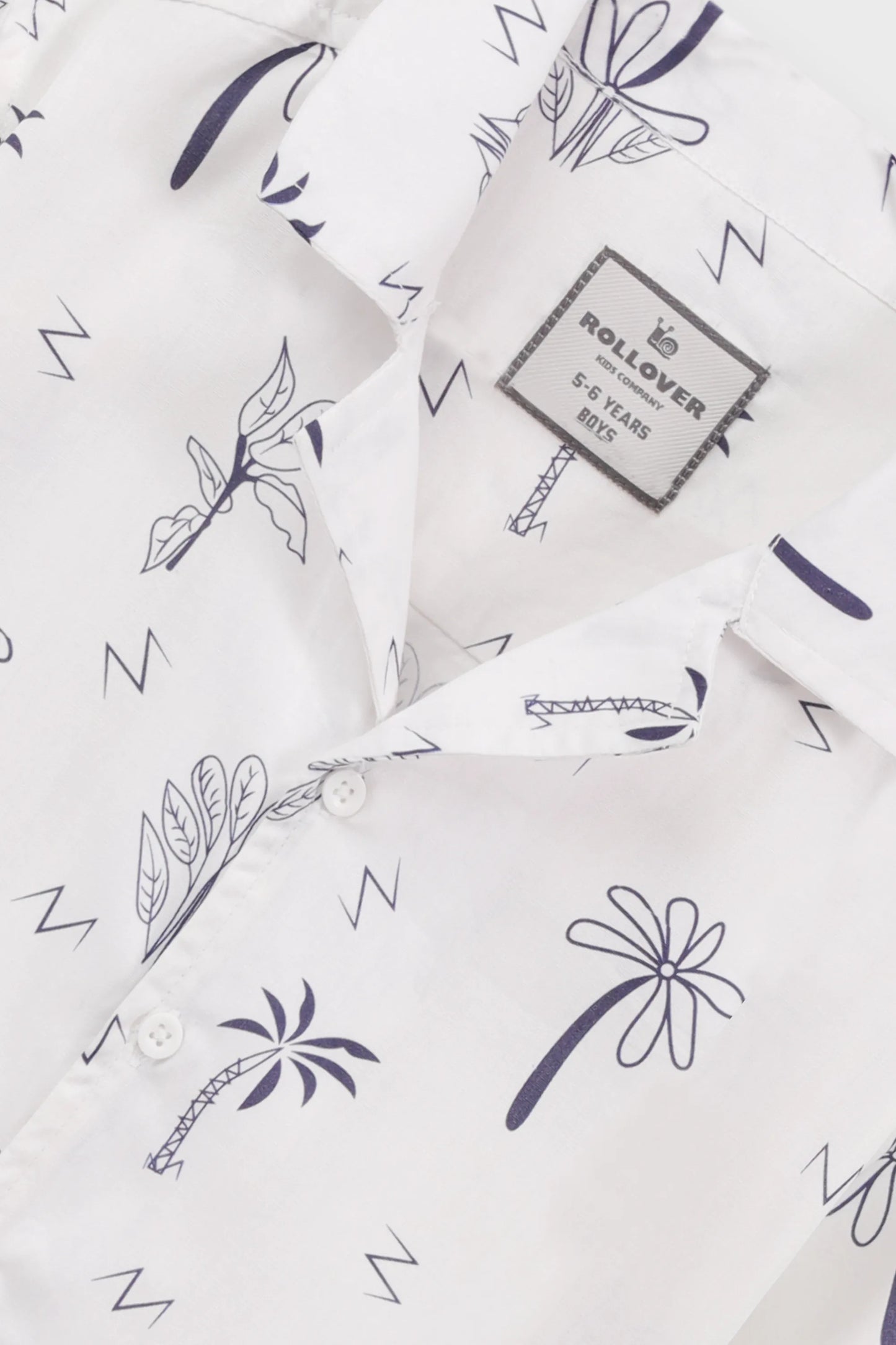 White Tropical Print Cotton Shirt