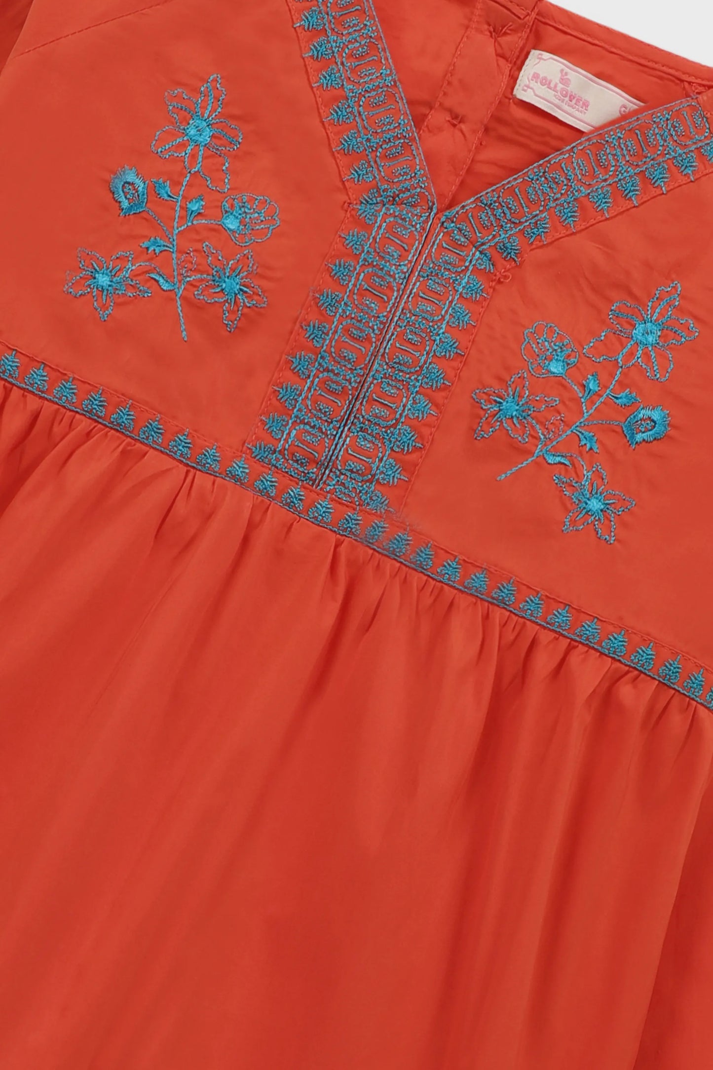 Burnt Orange Embroidered Cotton Top