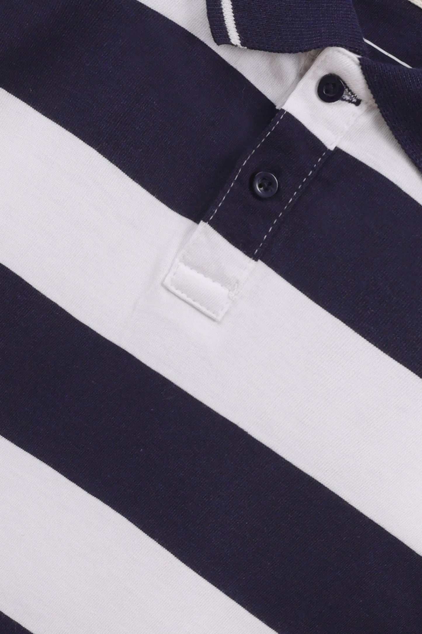Boys Navy Stripe Polo