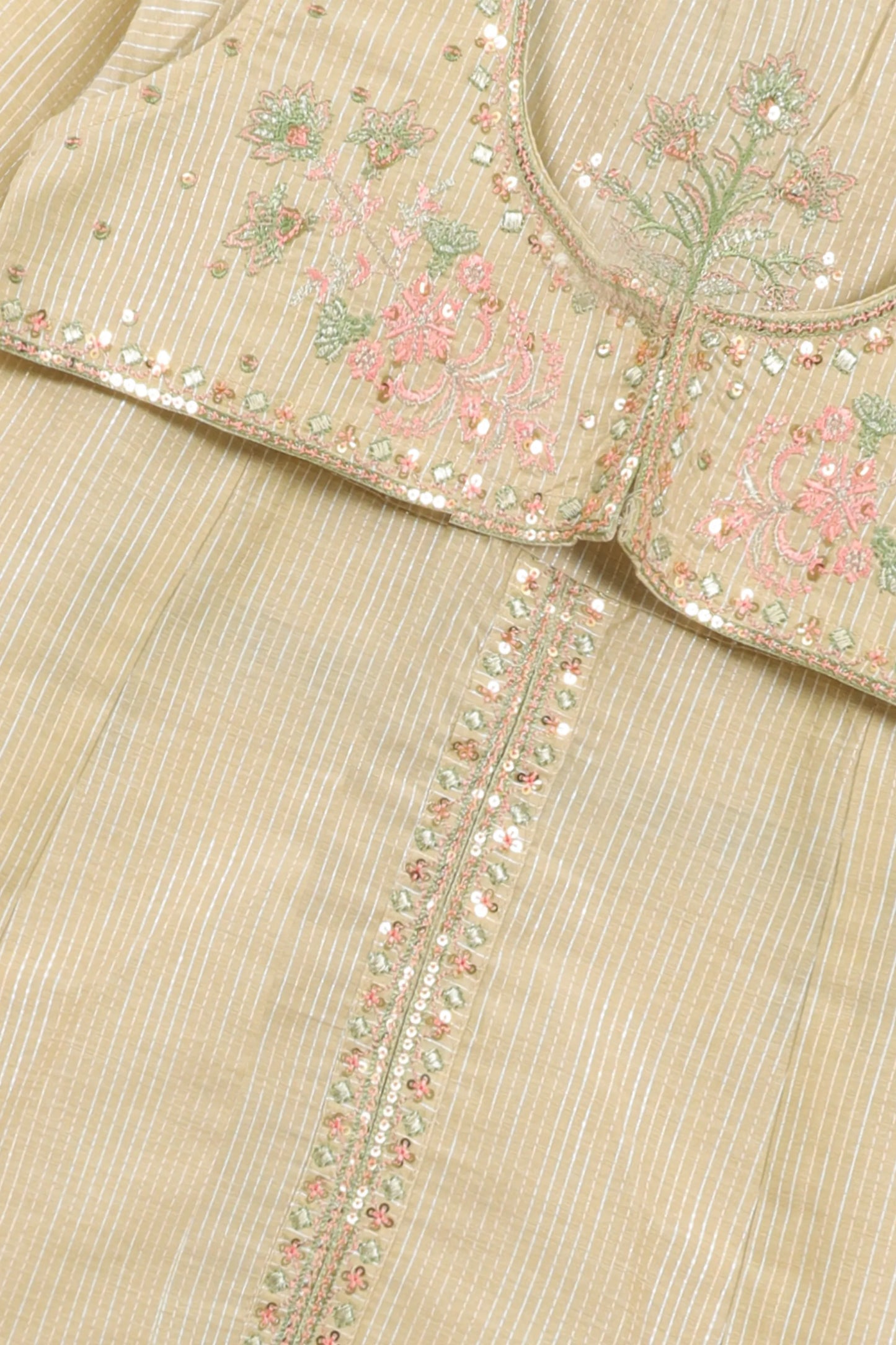 Traditional Khaki Embroidered Suit - 4pc