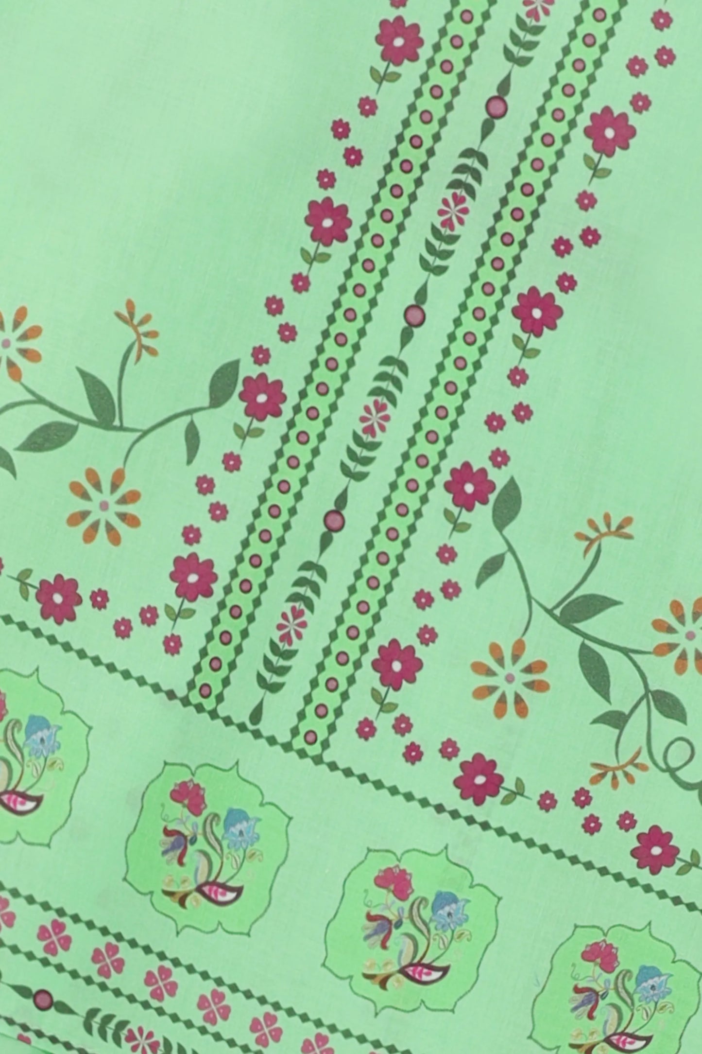 Green Printed Cotton Kurta Set - 2pc