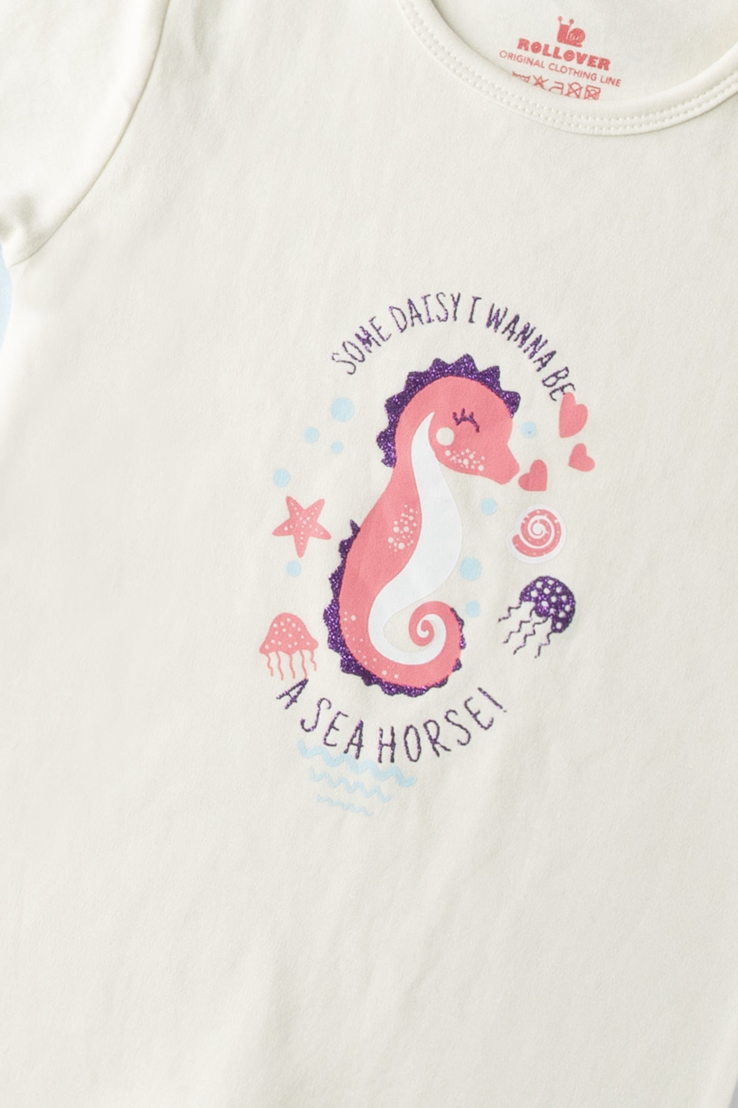 Girls Seahorse & Daisy Spread Romper Set - (Pack of 2)