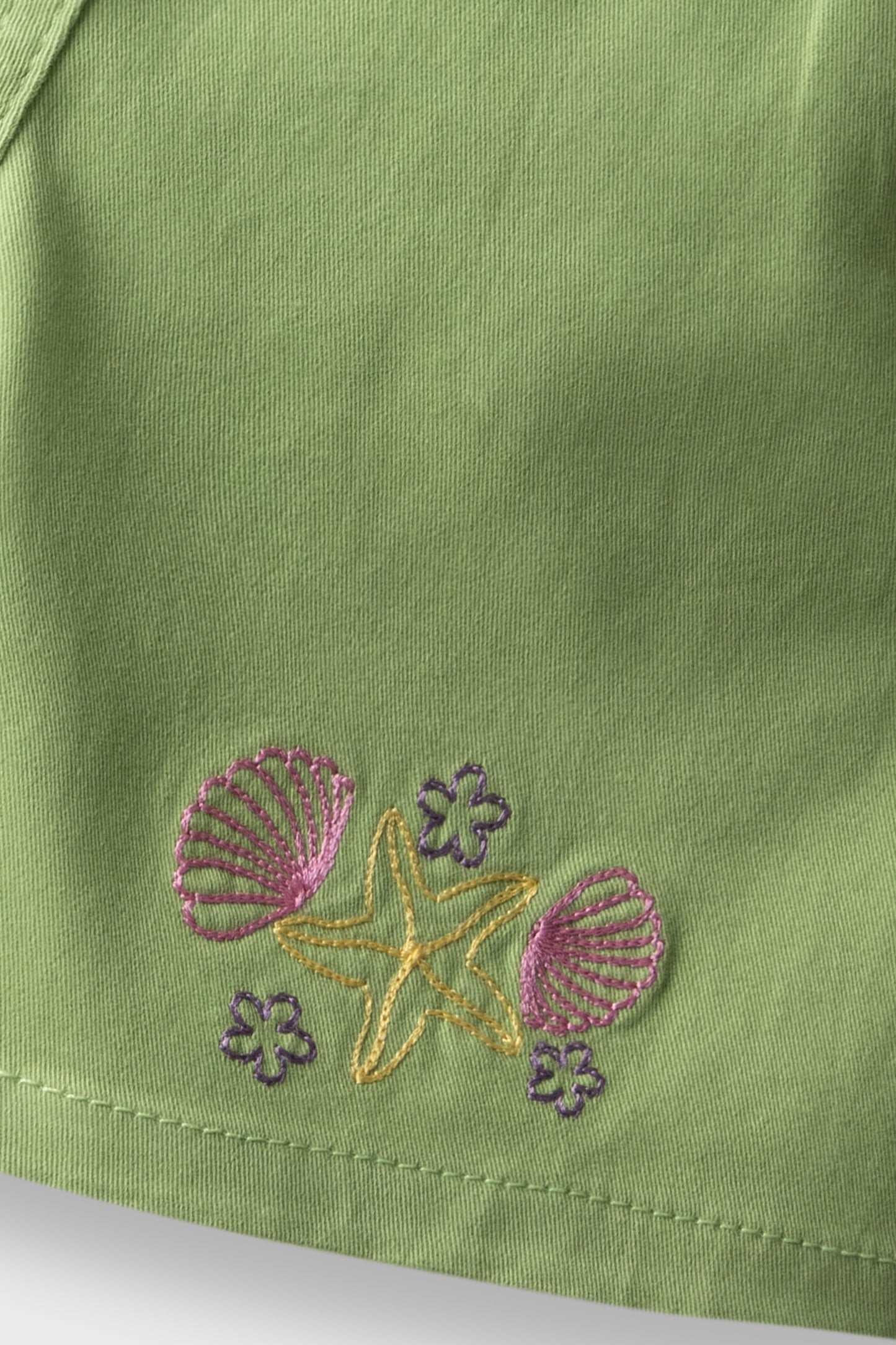 Girls Seaside Green Twill Shorts