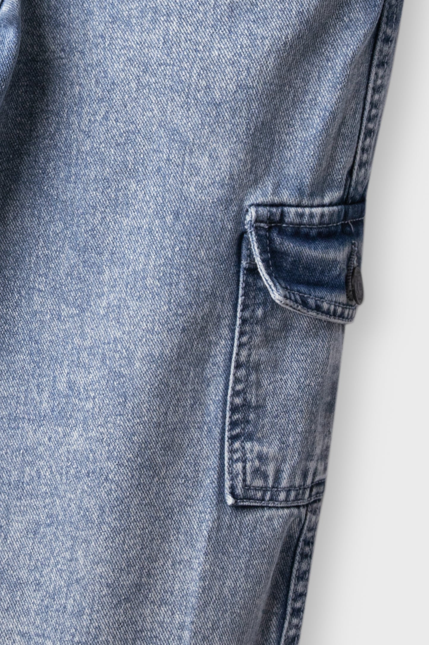 Girls Wide Leg Denim Cargo Jeans