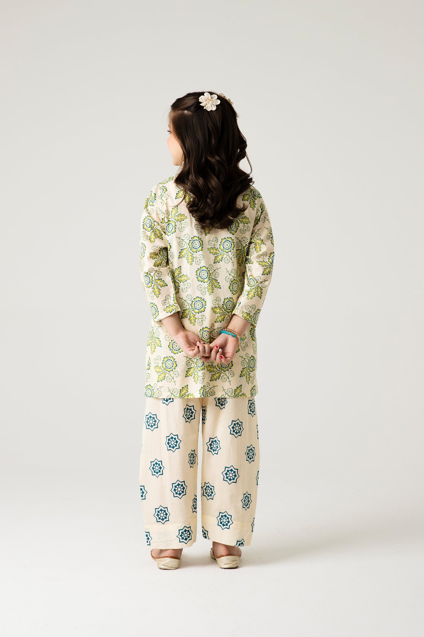 Off-White Printed Kurta Shalwar - 2pc