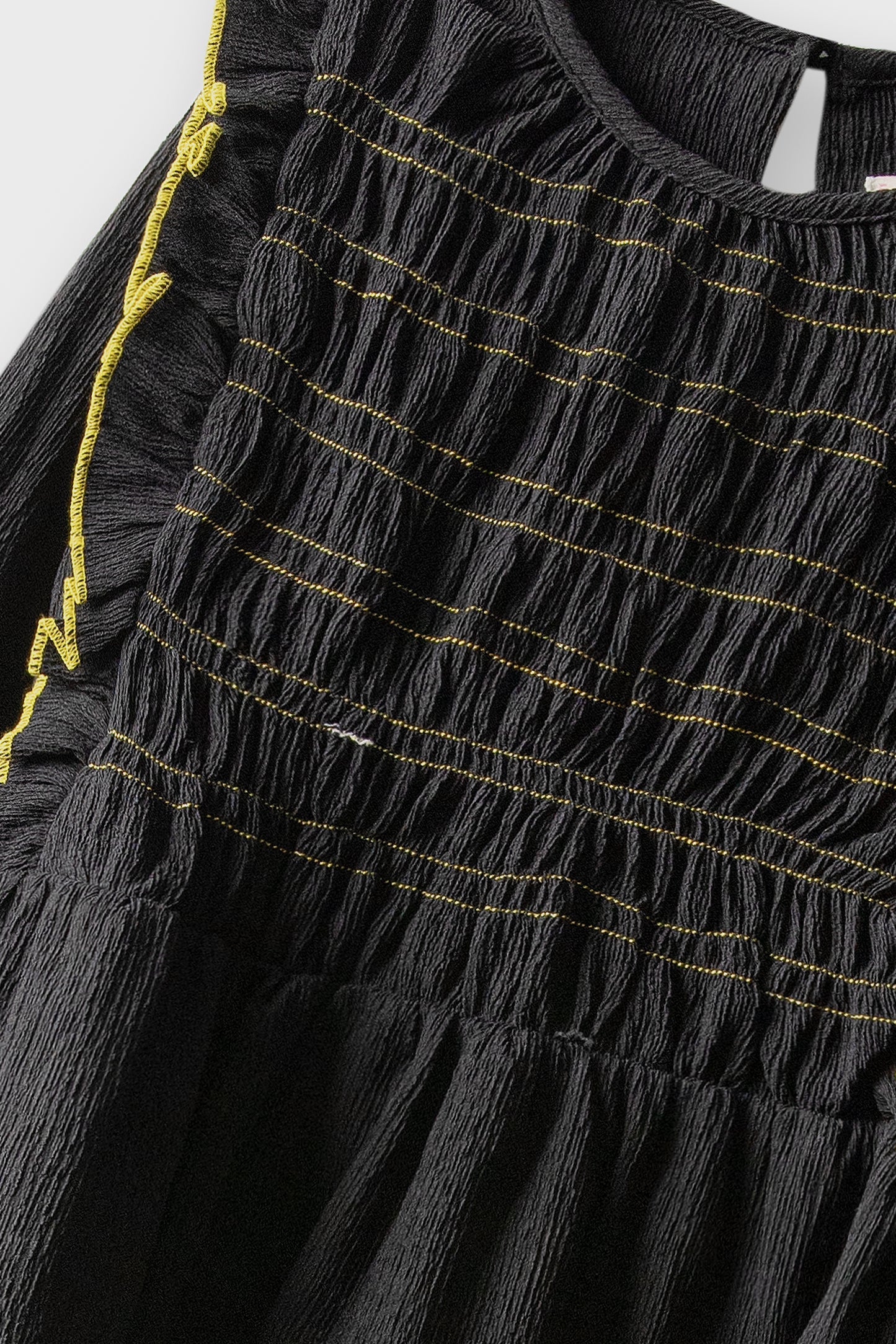 Midnight Black Smocked Dobby Top