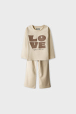 Girl Light Beige Love Co-ord Set