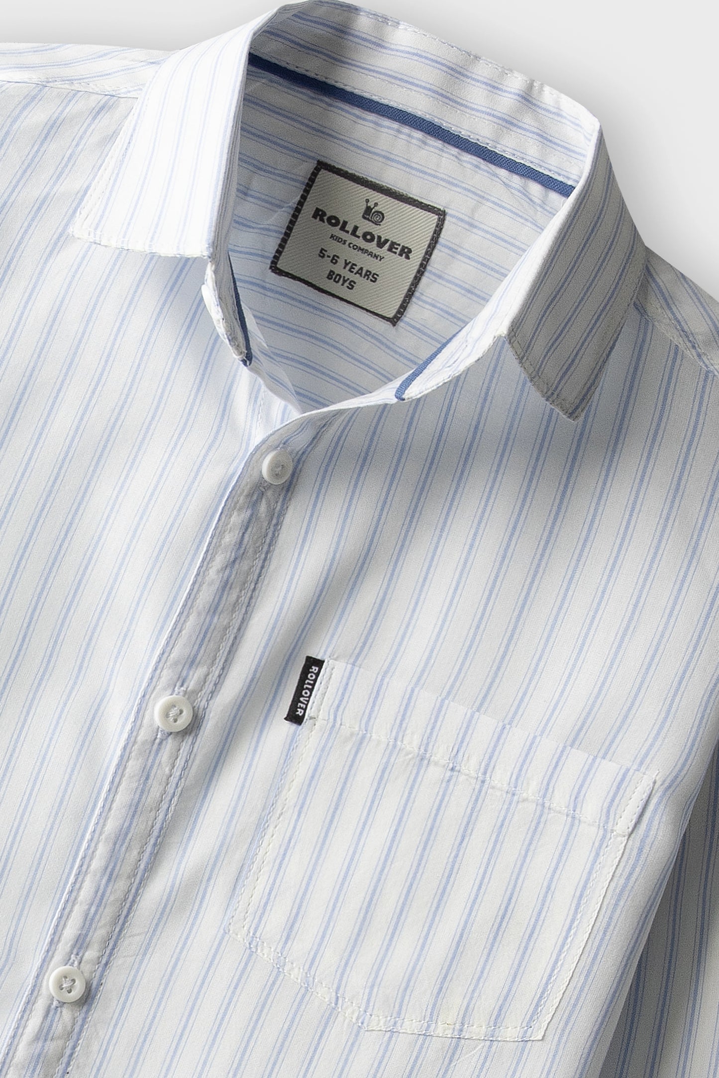 Boys White & Sky Striped Cotton Shirt