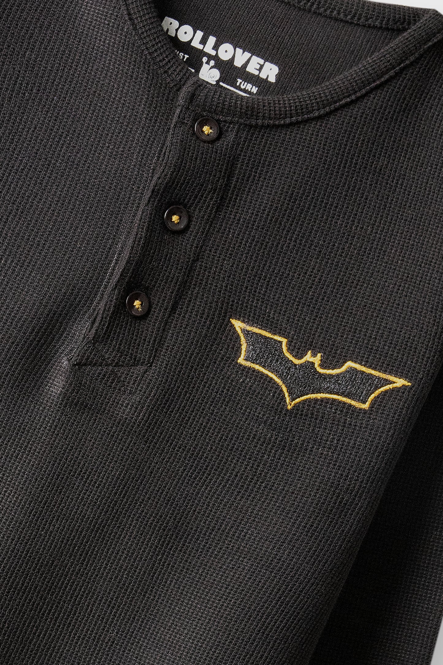 Boys Black Crest Waffle Tee