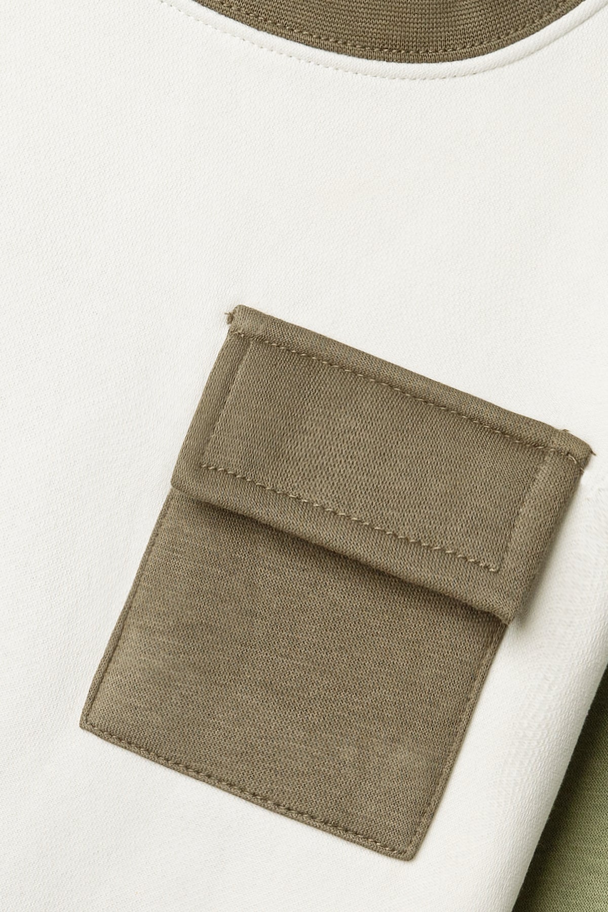 Boys Olive Contrast Off-White Sweatshirt