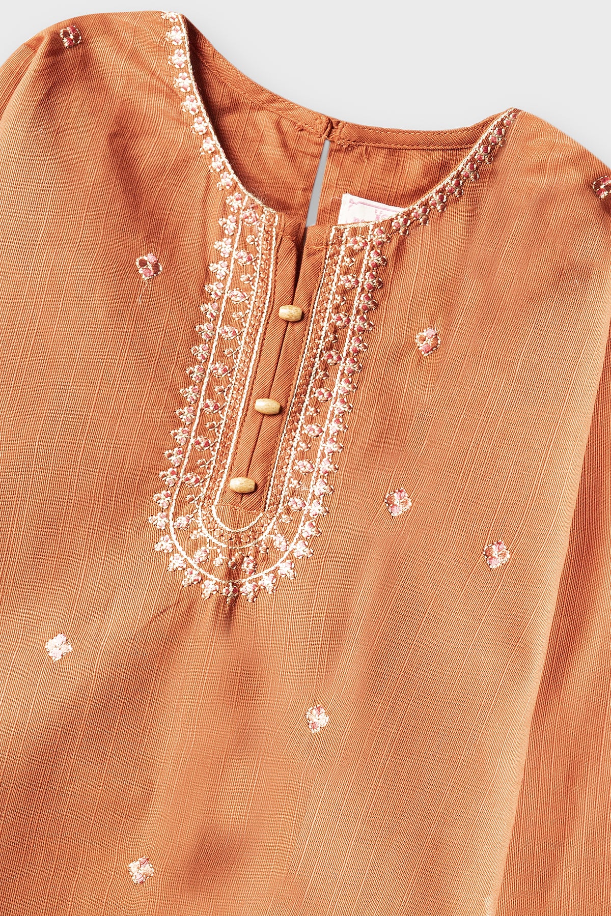 Rust Artisan Embroidered Kurta Shalwar - 2pc