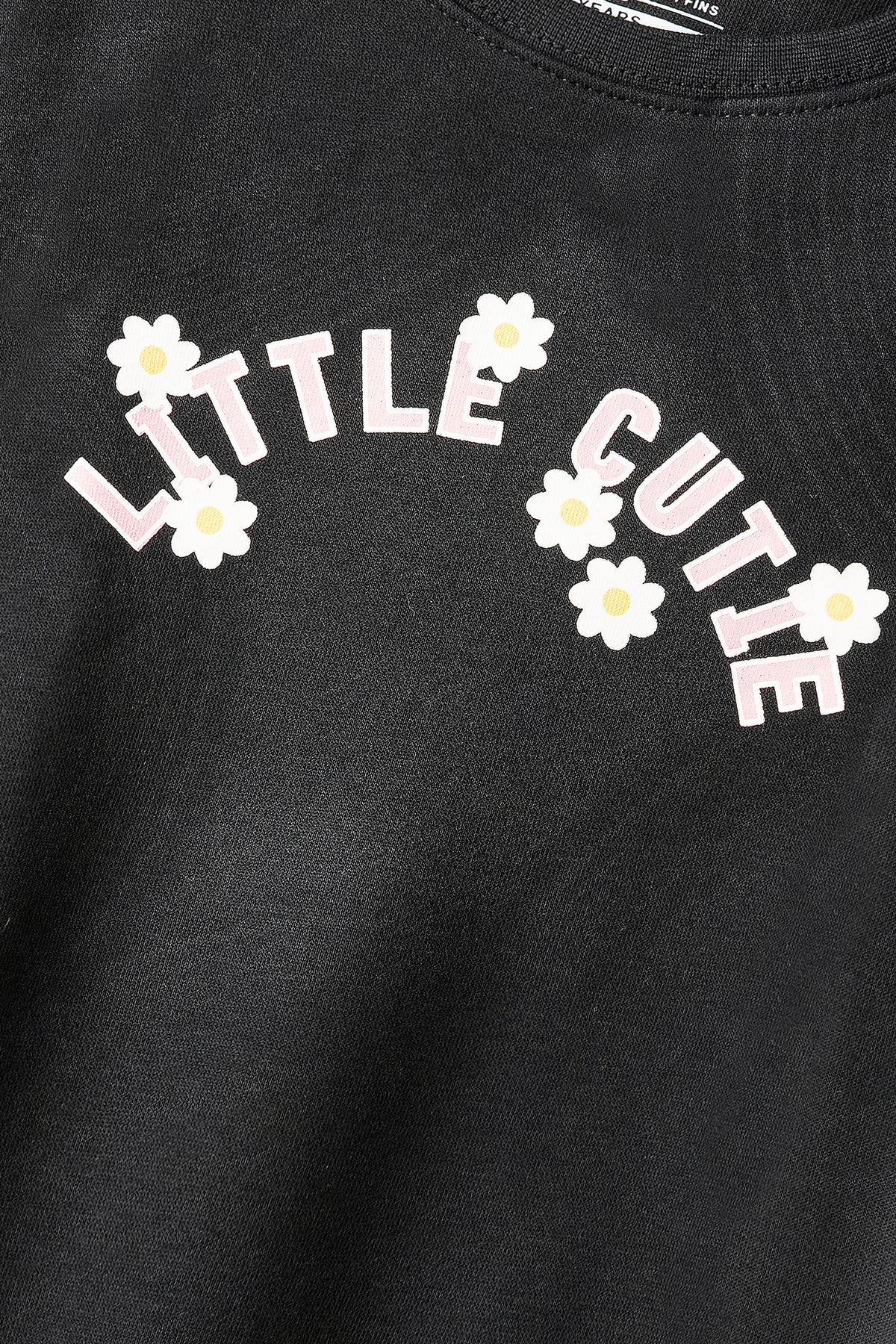 Girls Black Daisy Fleece Sweatshirt