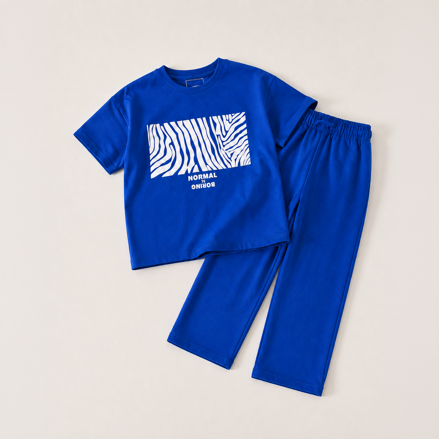Bright Blue Graphic Jersey Co-ord Set