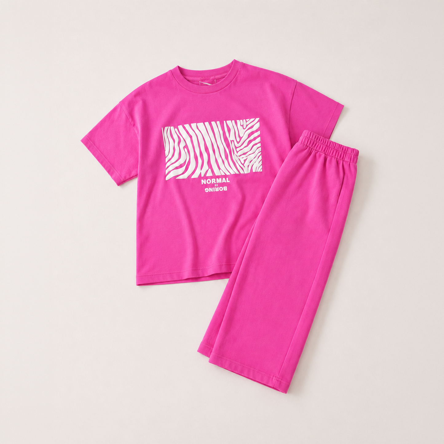 Hot Pink Graphic Jersey Co-ord Set