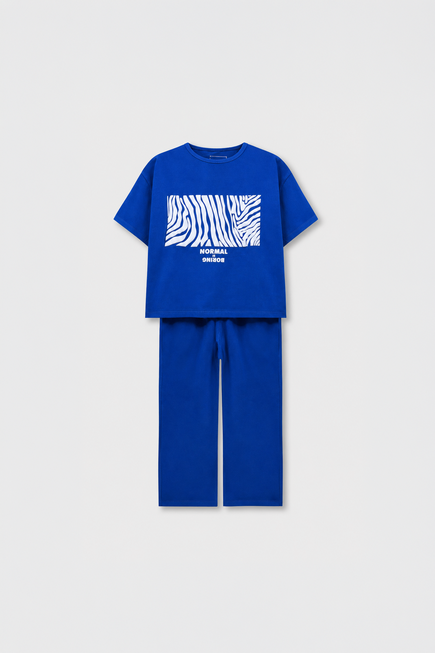 Bright Blue Graphic Jersey Co-ord Set