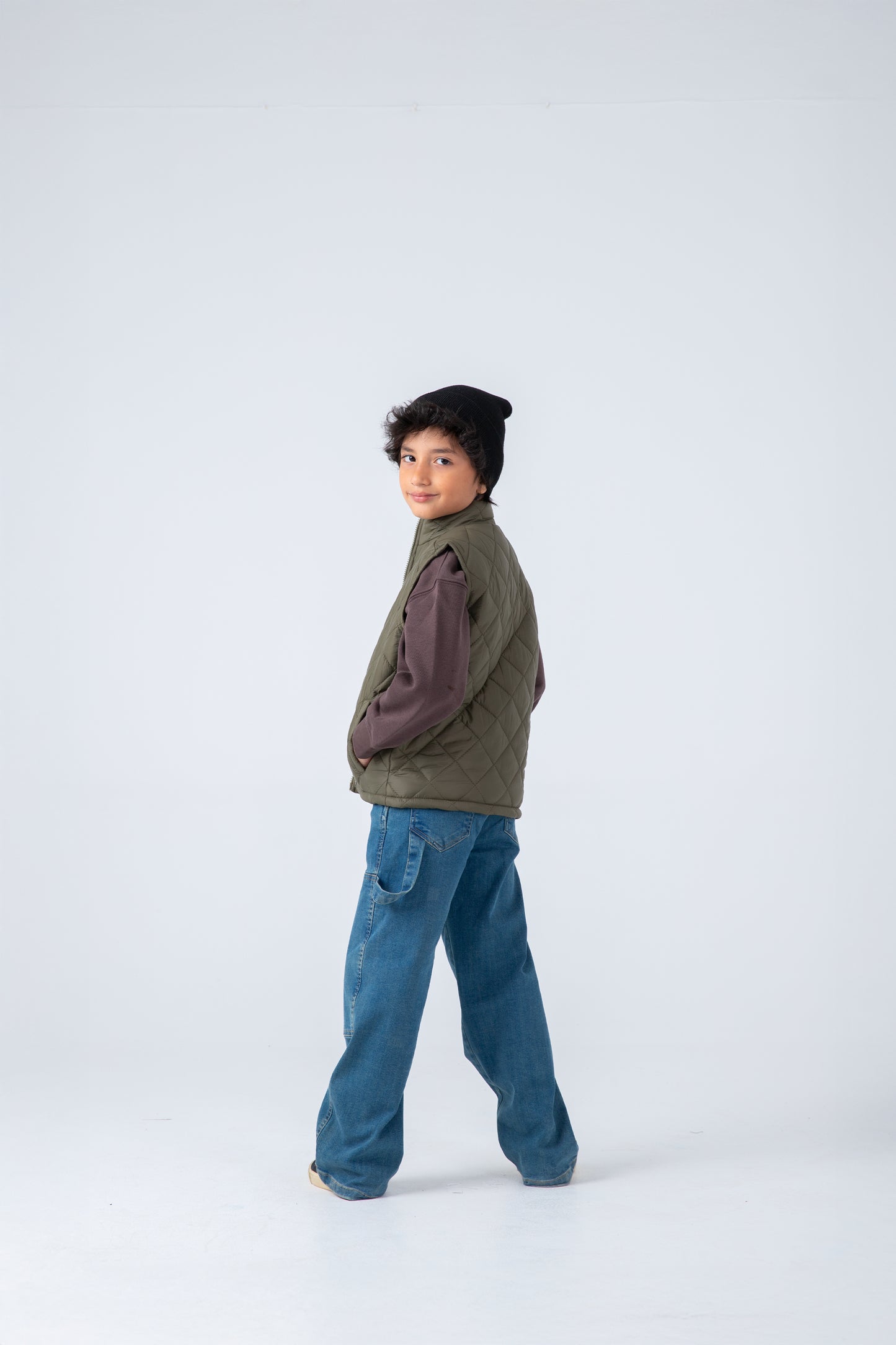 Olive Sleeveless Puffer Jacket