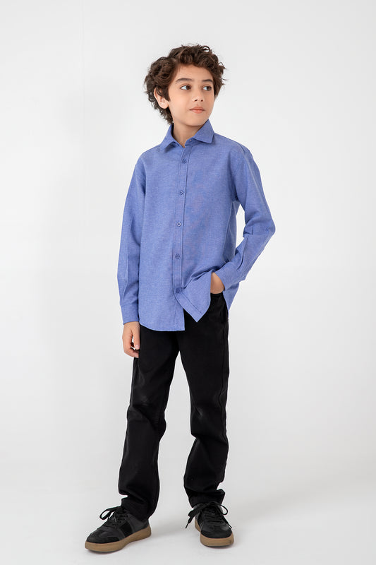 Boys' Indigo Chambray Casual Shirt