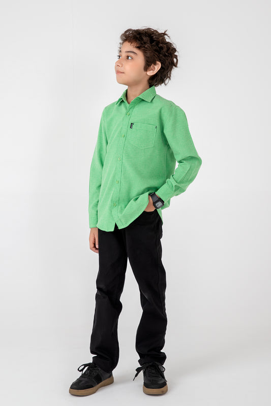 Boys Classic Chambray Green Shirt