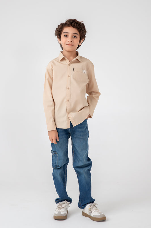 Boys Classic Beige Chambray Shirt