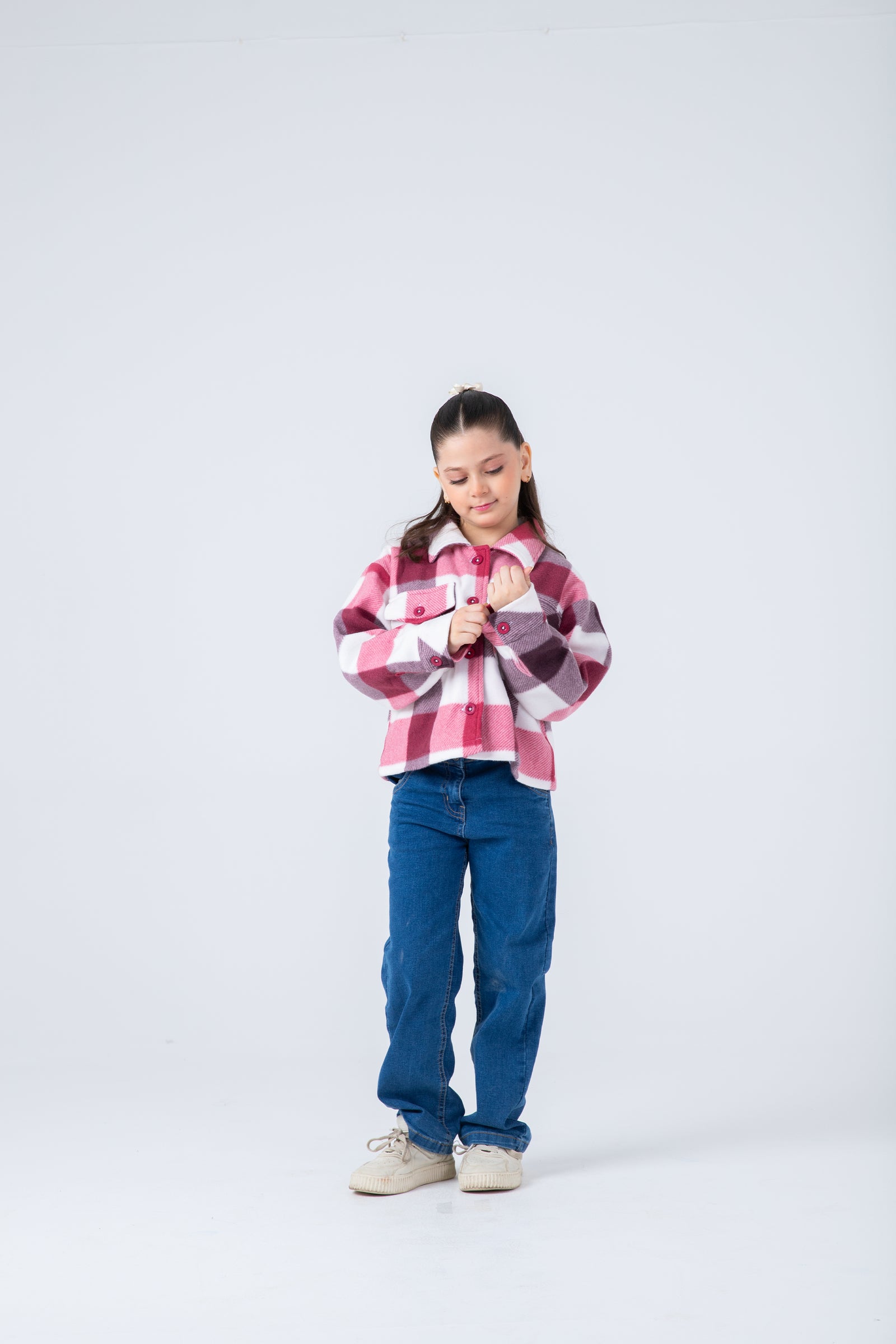 Girls Rosy Grid Flannel Jacket
