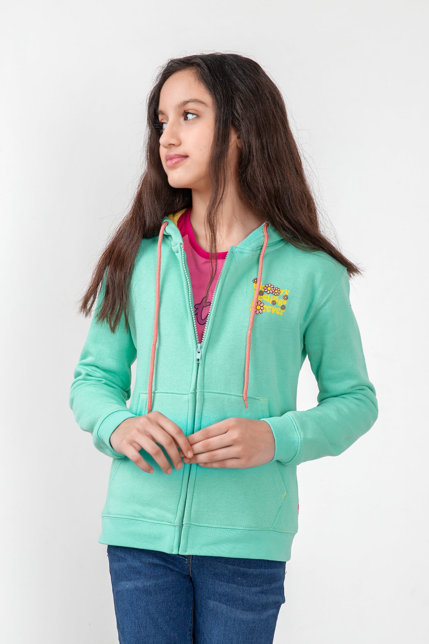 Girls Mint Zipper Hoodie