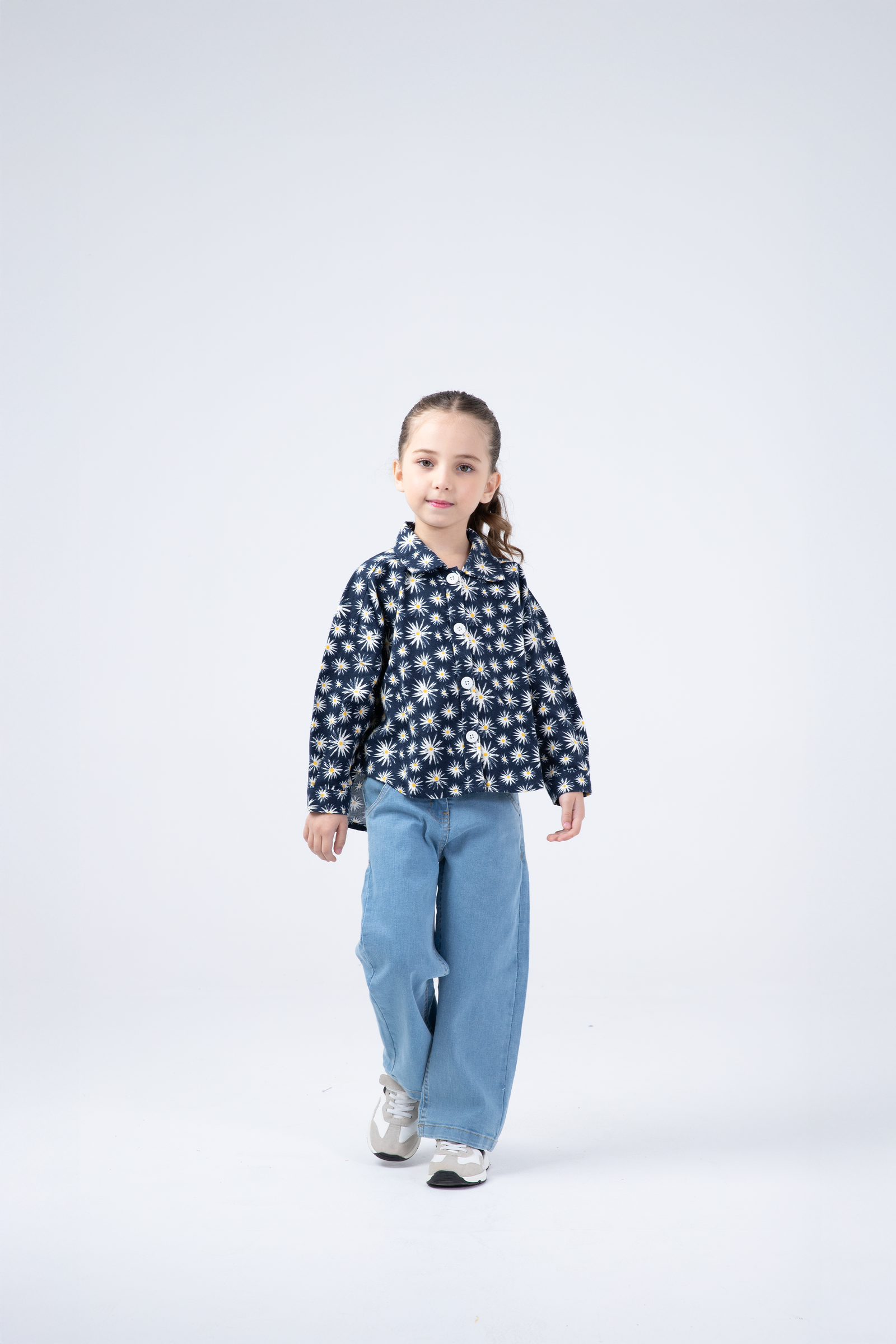 Navy Spark Flannel Top