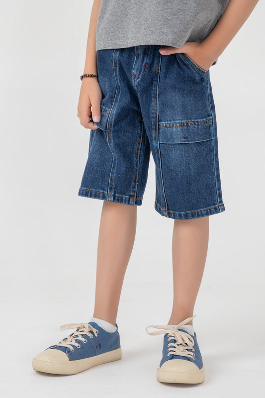 Boys Trendy Stitch Denim Shorts