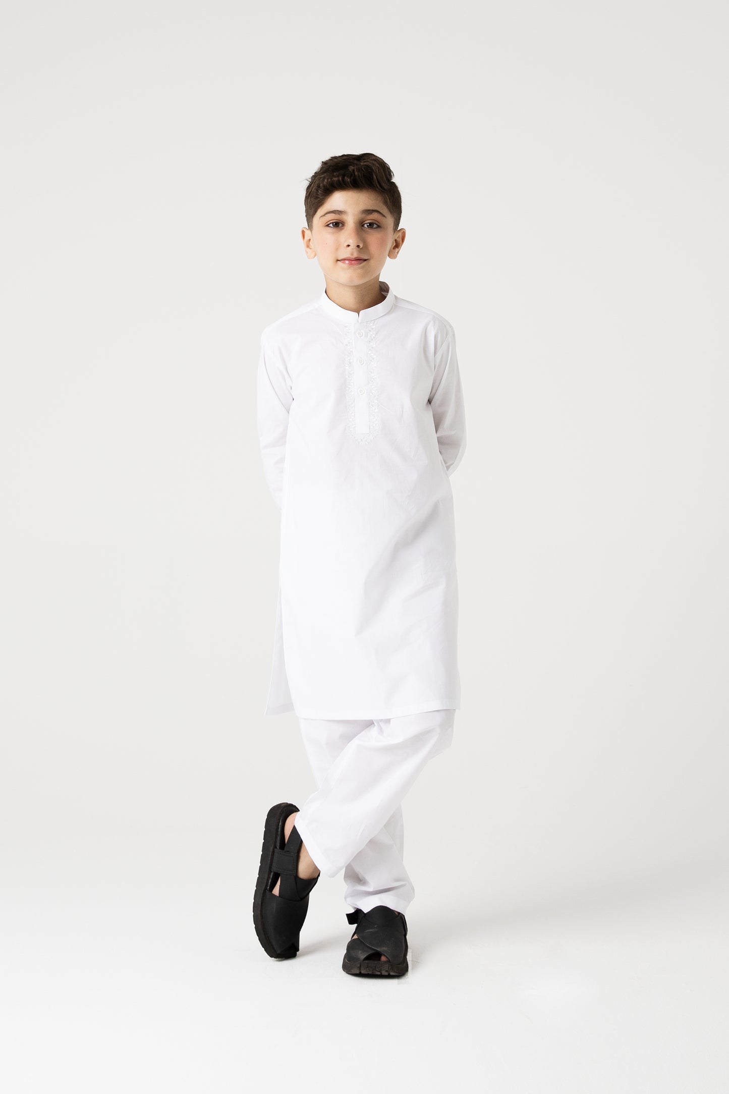 Boys Traditional White Embroidered Kurta Set