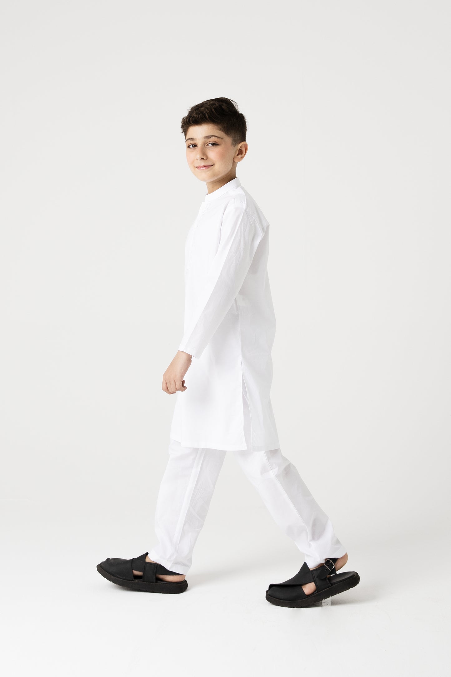 Boys Traditional White Embroidered Kurta Set